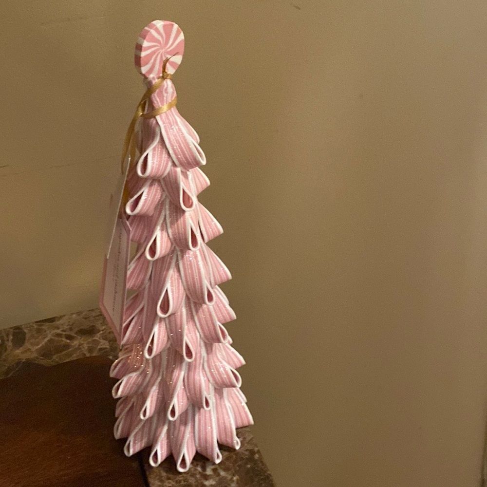 Cupcakes and Cashmere Easter Pink Pepperminf Ribbon Candy Tree 13.5”